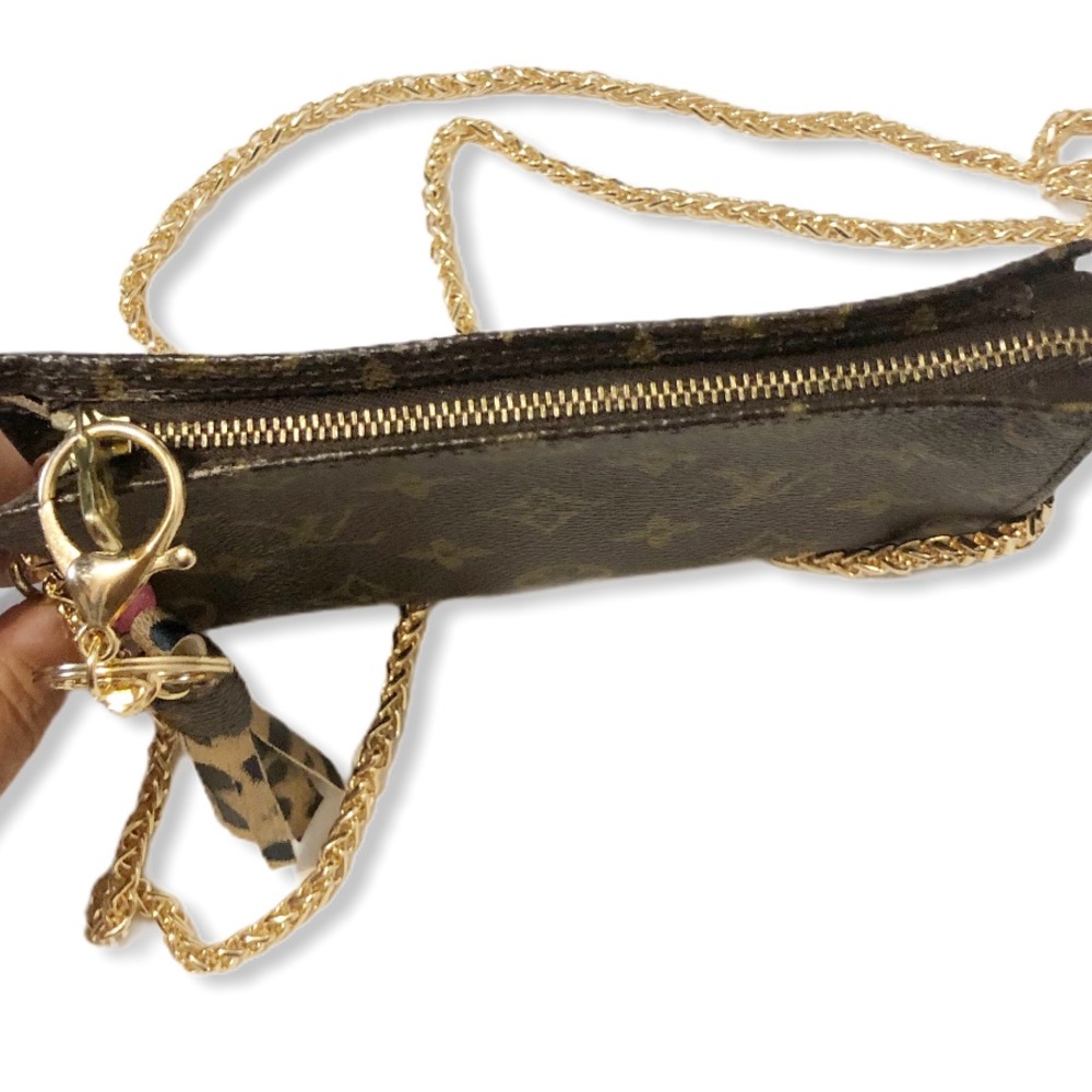 Louis Vuitton Brown Monogram Canvas Crossbody with Gold Chain - Picture 7 of 9